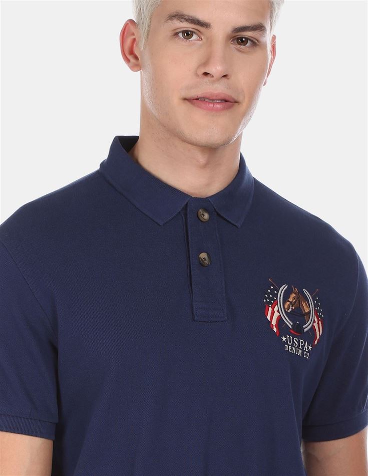 U.S.Polo Assn. Men Casual Wear Dark Blue T-Shirt